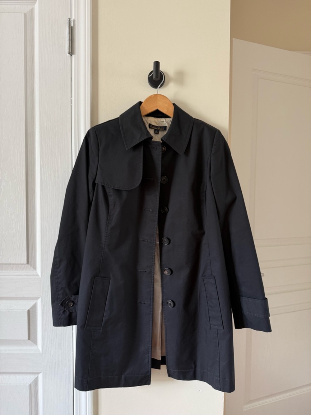 Brooks Brothers Black Women's Trench Coat with Belt